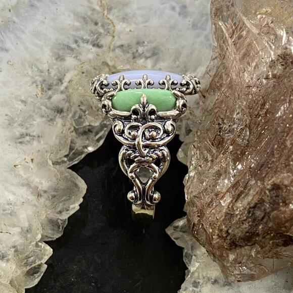 Carolyn Pollack Sterling Silver Blue Lace Agate & Green Variscite Ring For Women - Picture 6 of 10